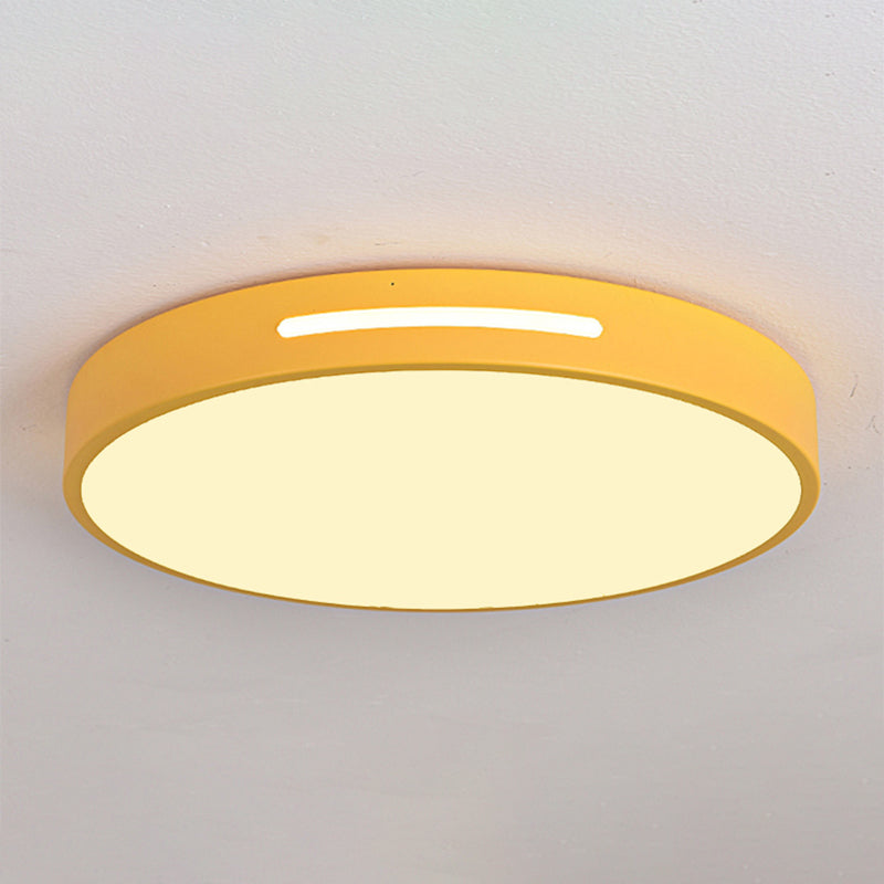 Round Shape LED Ceiling Lamp Macaroon Modern Simple Style Iron 1 Light Flush Mount