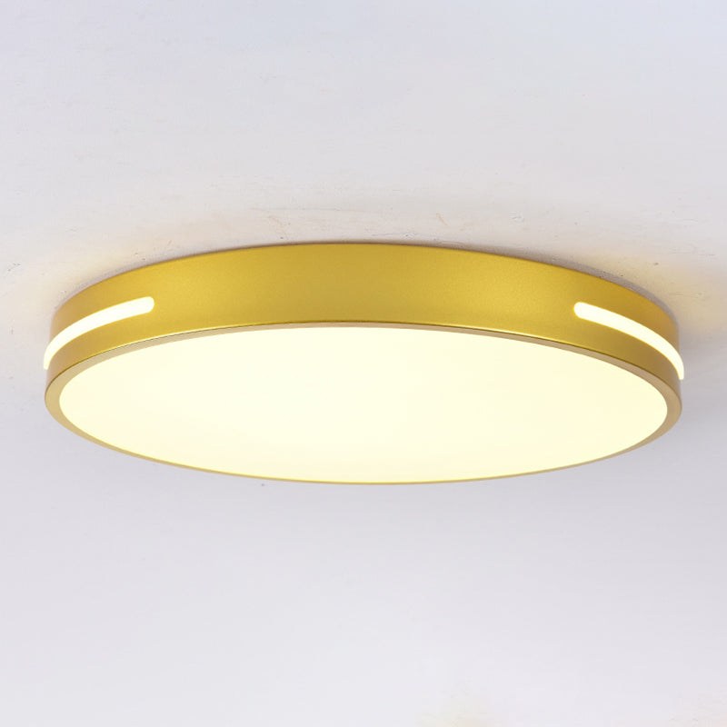 Round Shape LED Ceiling Lamp Macaroon Modern Simple Style Iron 1 Light Flush Mount