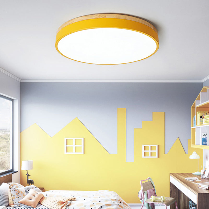 Round Shape LED Ceiling Lamp Macaroon Modern Simple Style Iron 1 Light Flush Mount for Corridor
