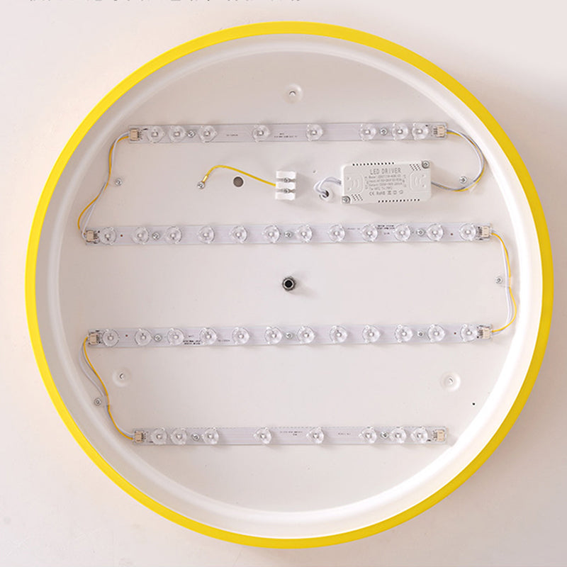 Round Shape LED Ceiling Lamp Macaroon Modern Simple Style Iron 1 Light Flush Mount for Corridor