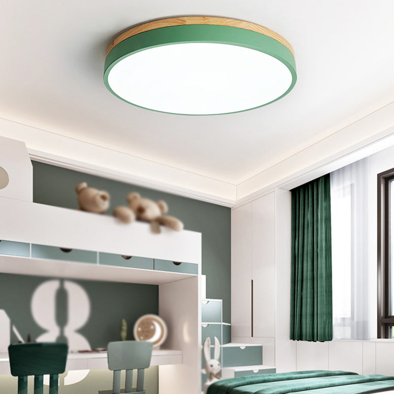 Round Shape LED Ceiling Lamp Macaroon Modern Simple Style Iron 1 Light Flush Mount for Corridor