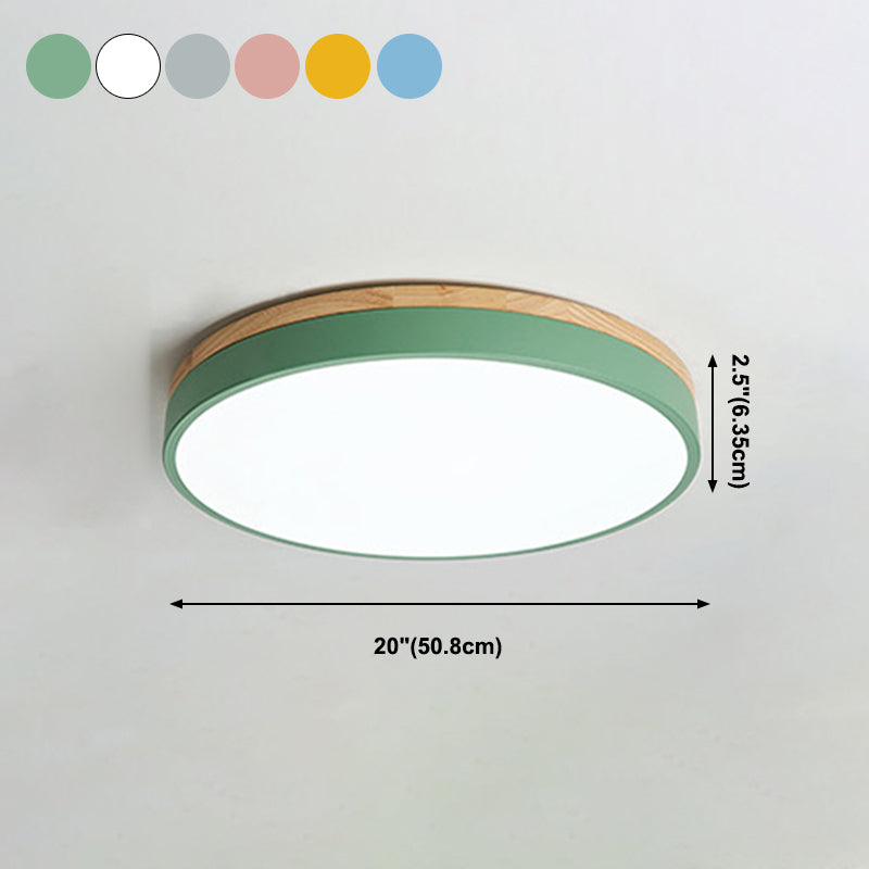 Round Shape LED Ceiling Lamp Macaroon Modern Simple Style Iron 1 Light Flush Mount for Corridor