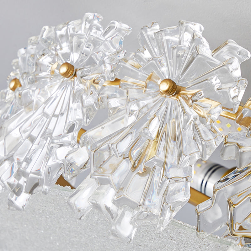 Gold Metal Flush Mount Light Fixtures Traditional Drum Semi Flush Ceiling Lamps with Glass Shade