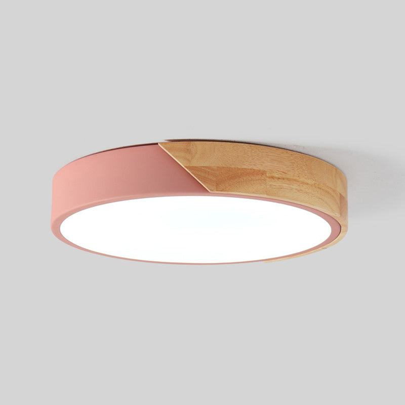 Round Shape LED Ceiling Lamp Macaroon Modern Style Iron 1 Light Flush Mount