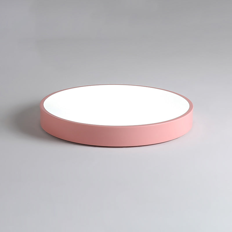Round Shape LED Ceiling Lamp Macaroon Modern Simple Style Iron Flush Mount for Dining Room
