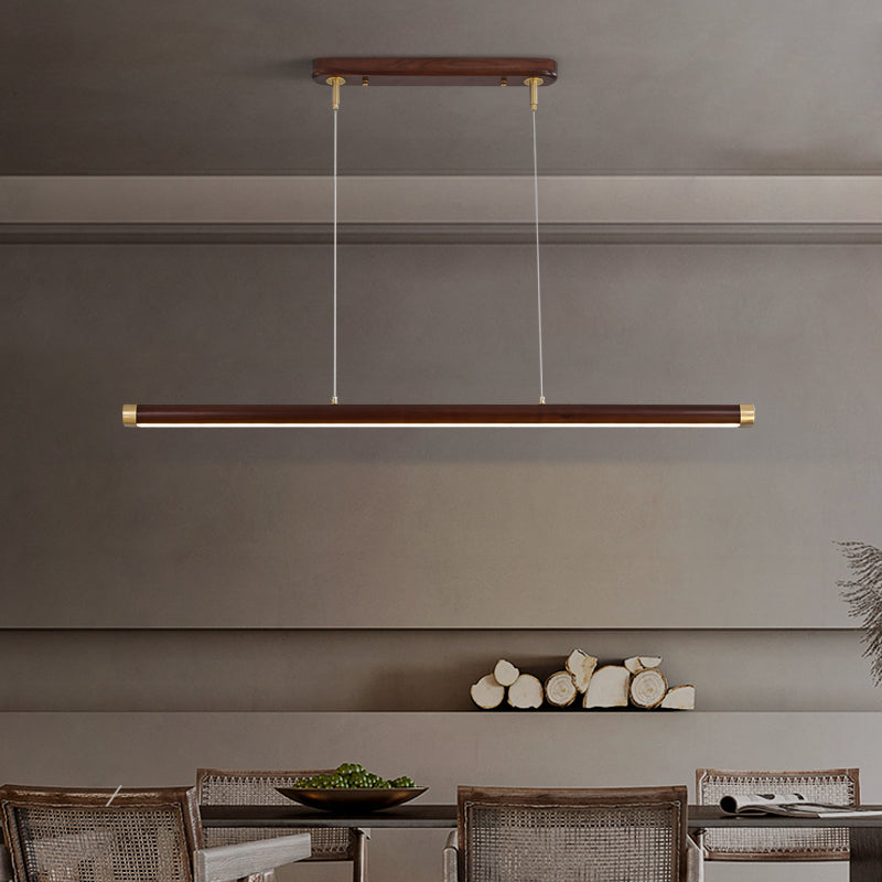 Modern Pendant Lighting Island Spherical Hanging Island Light Wood 1-Light