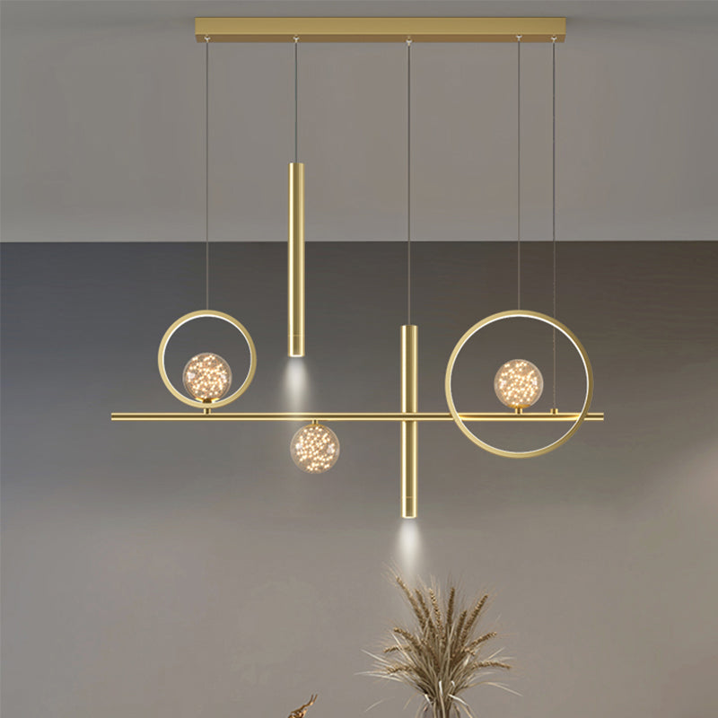 Contemporary Pendant Lights Island Geometry Pendant Light Fixtures Metal 7-Light
