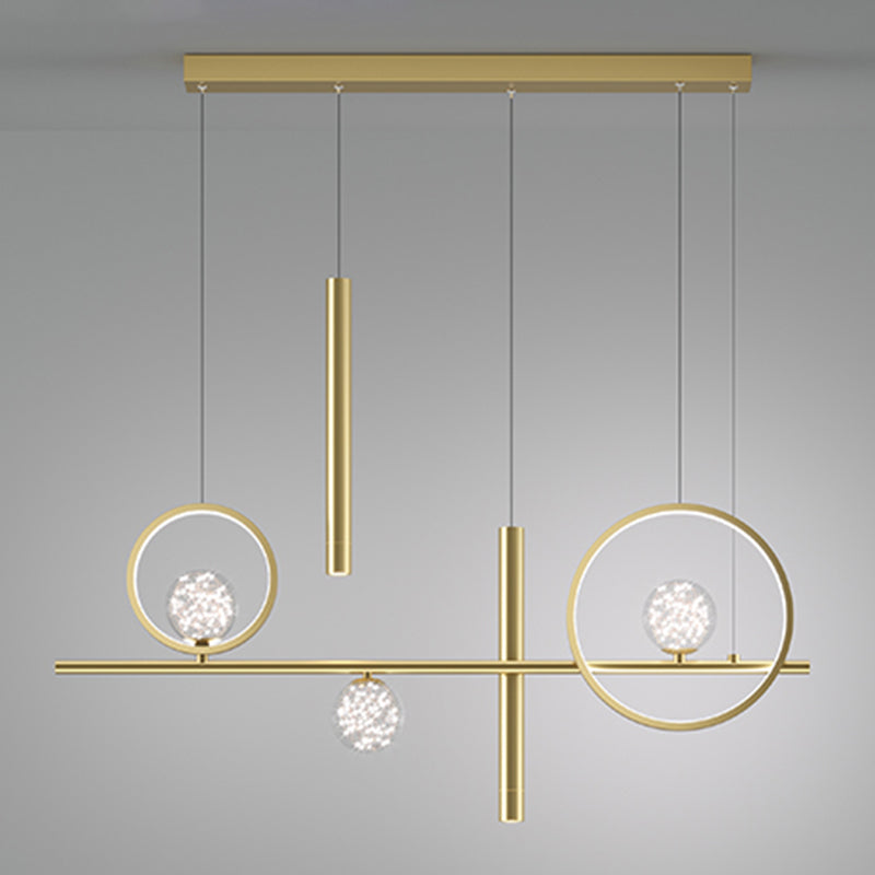 Contemporary Pendant Lights Island Geometry Pendant Light Fixtures Metal 7-Light