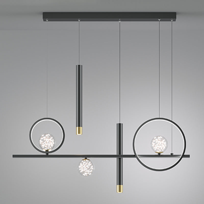 Contemporary Pendant Lights Island Geometry Pendant Light Fixtures Metal 7-Light