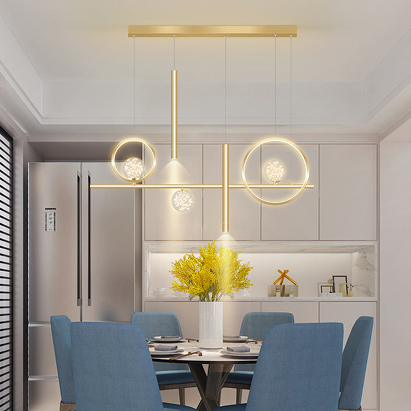 Contemporary Pendant Lights Island Geometry Pendant Light Fixtures Metal 7-Light