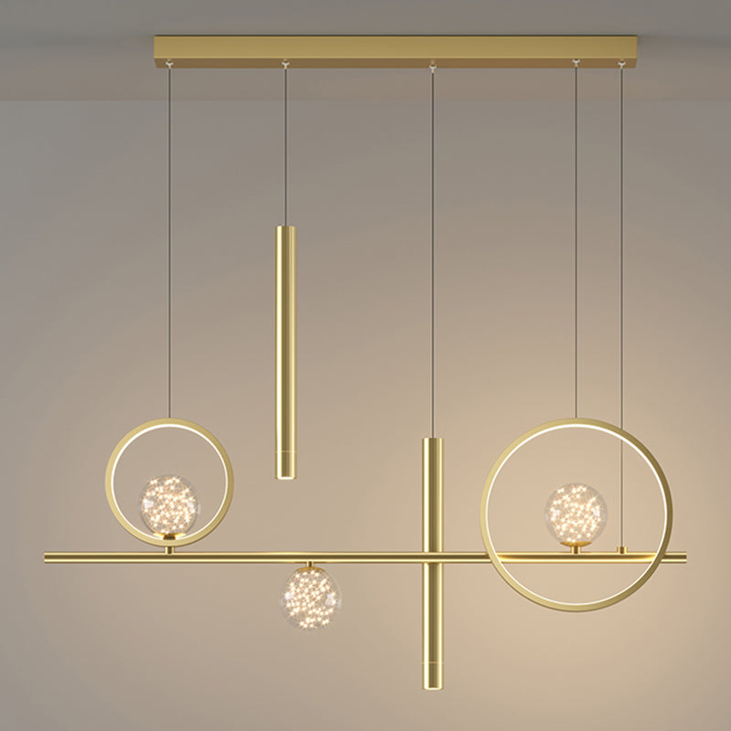 Contemporary Pendant Lights Island Geometry Pendant Light Fixtures Metal 7-Light