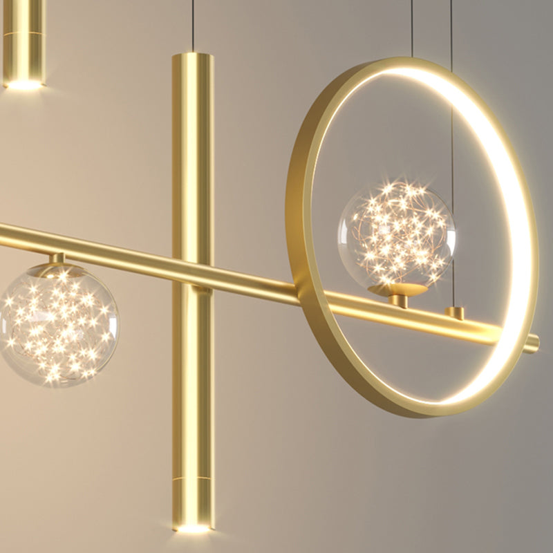 Contemporary Pendant Lights Island Geometry Pendant Light Fixtures Metal 7-Light