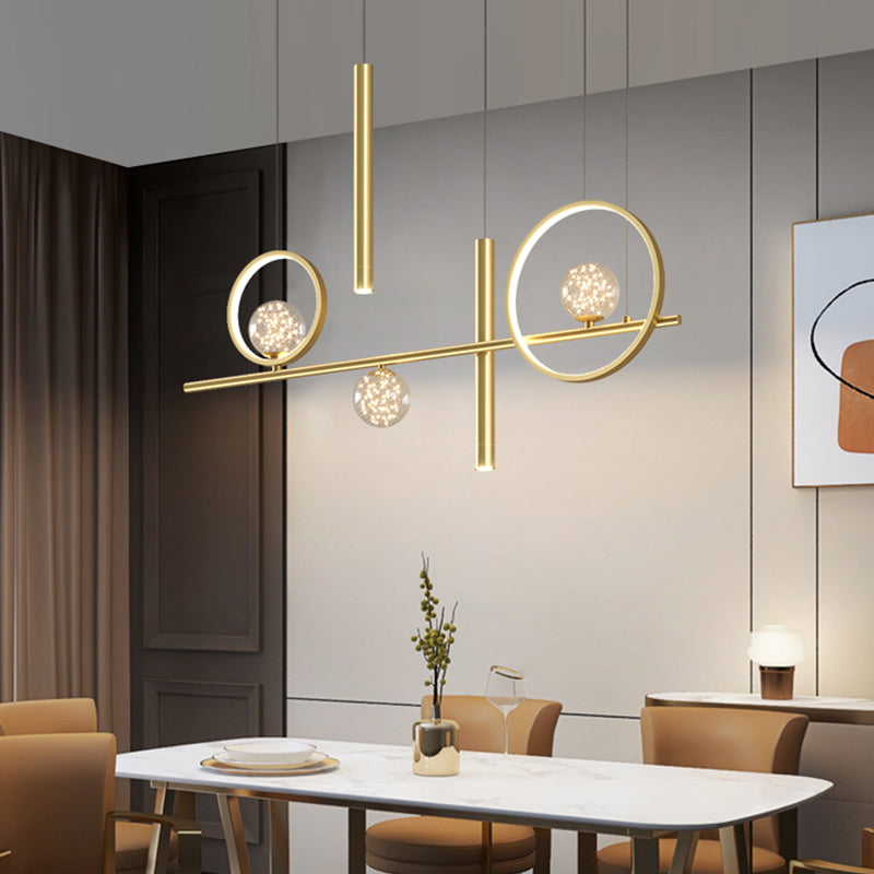 Contemporary Pendant Lights Island Geometry Pendant Light Fixtures Metal 7-Light