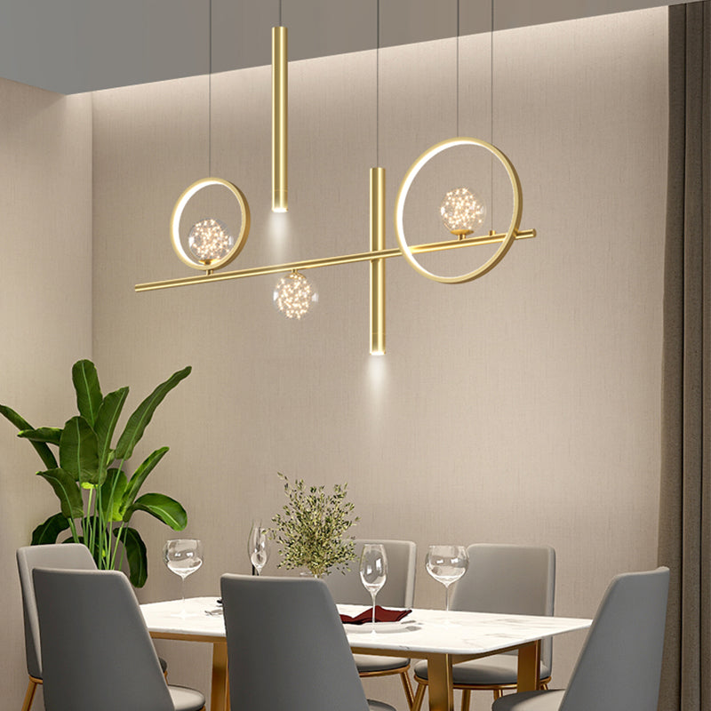 Contemporary Pendant Lights Island Geometry Pendant Light Fixtures Metal 7-Light