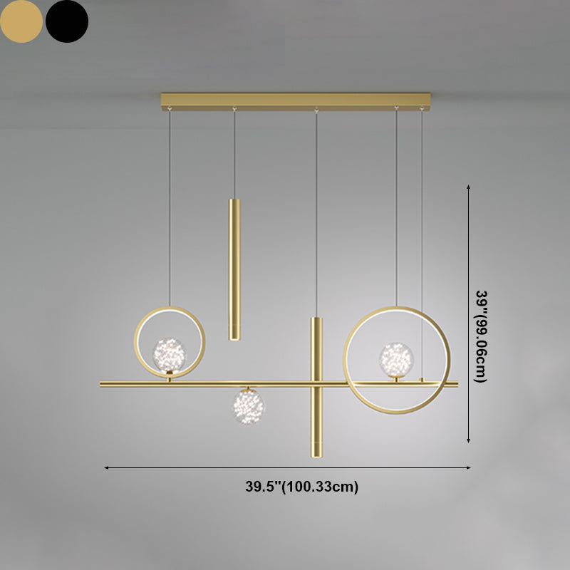 Contemporary Pendant Lights Island Geometry Pendant Light Fixtures Metal 7-Light