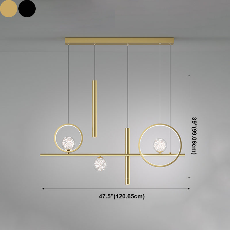 Contemporary Pendant Lights Island Geometry Pendant Light Fixtures Metal 7-Light