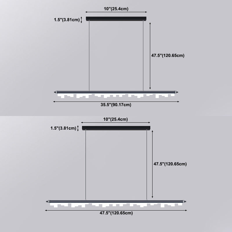 Contemporary Pendant Light Linear 1 Light Pendant Light Fixture with Acrylic Shade