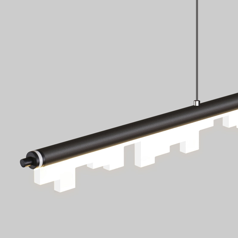Contemporary Pendant Light Linear 1 Light Pendant Light Fixture with Acrylic Shade