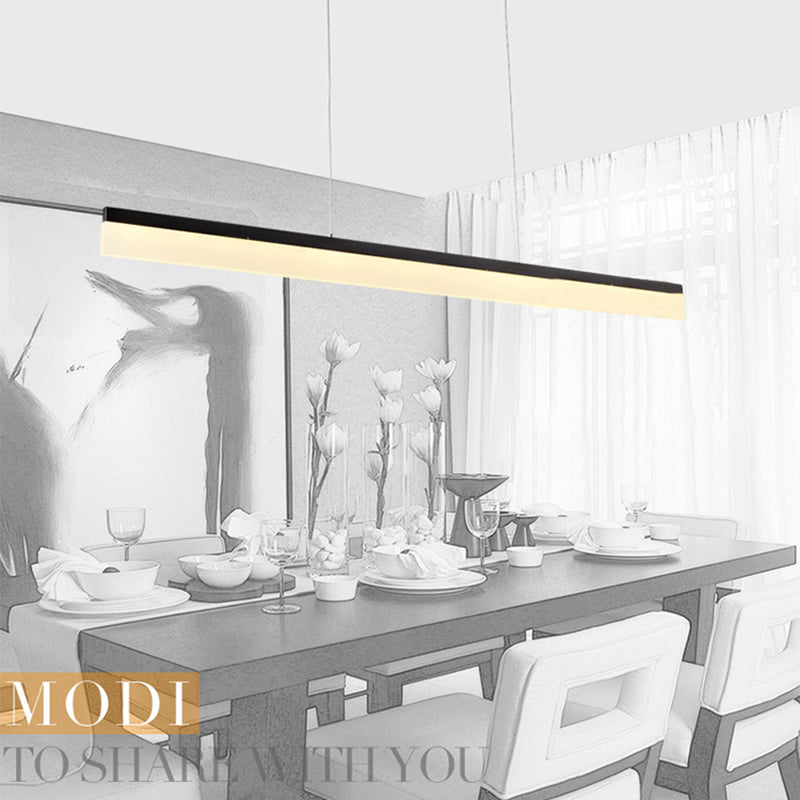 Contemporary Island Light Linear Metal 1 Light Island Ceiling Light in Black