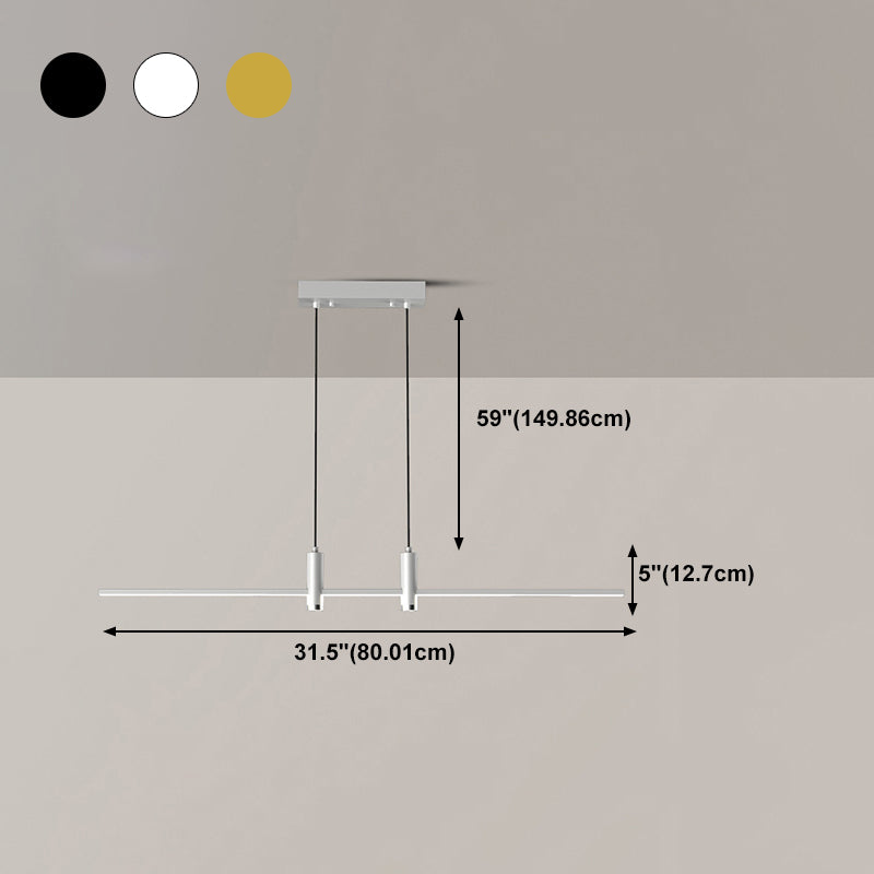 Modern Linear Island Light Fixtures 3-Head Restaurant Hanging Lamp with Silica Gel Shade