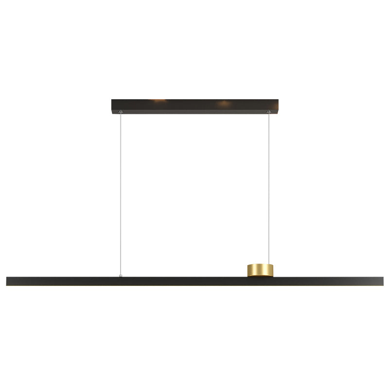 Black Metal Island Lamp Modern Linear Restaurant Pendant Light with Acrylic Shade