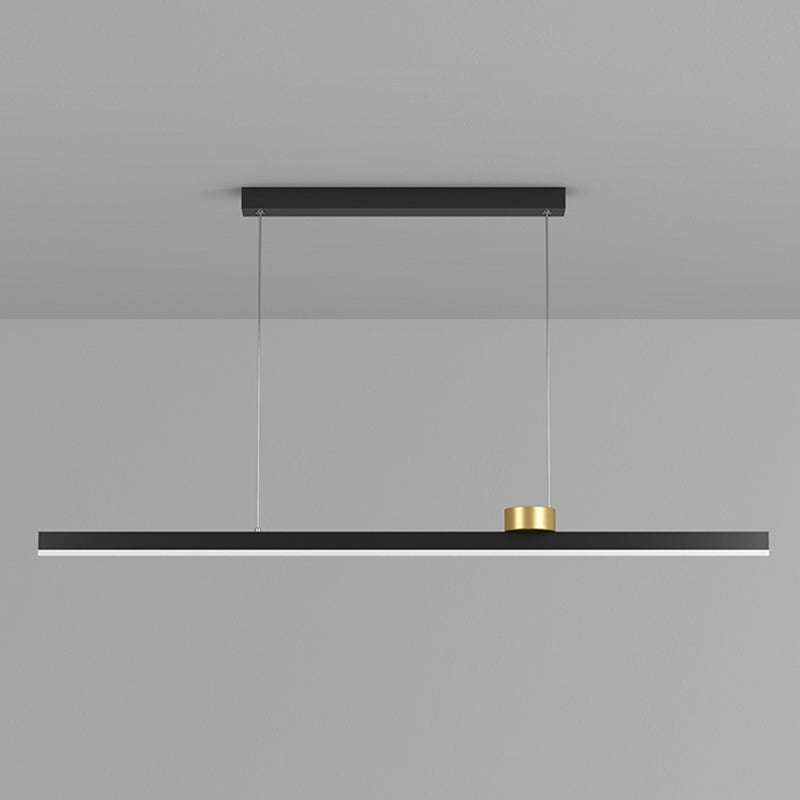 Black Metal Island Lamp Modern Linear Restaurant Pendant Light with Acrylic Shade