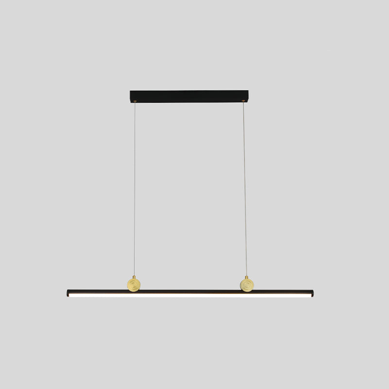 Black Aluminum Island Light Modern Linear Restaurant Hanging Lamp with Acrylic Shade