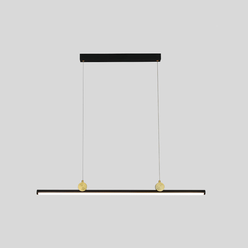 Black Aluminum Island Light Modern Linear Restaurant Hanging Lamp with Acrylic Shade