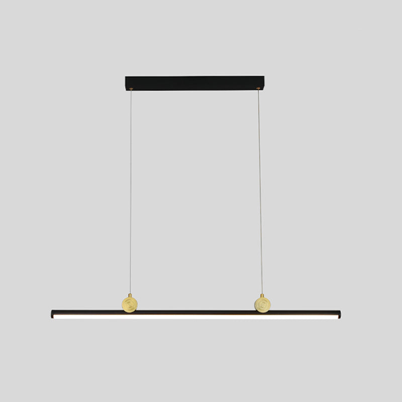 Black Aluminum Island Light Modern Linear Restaurant Hanging Lamp with Acrylic Shade