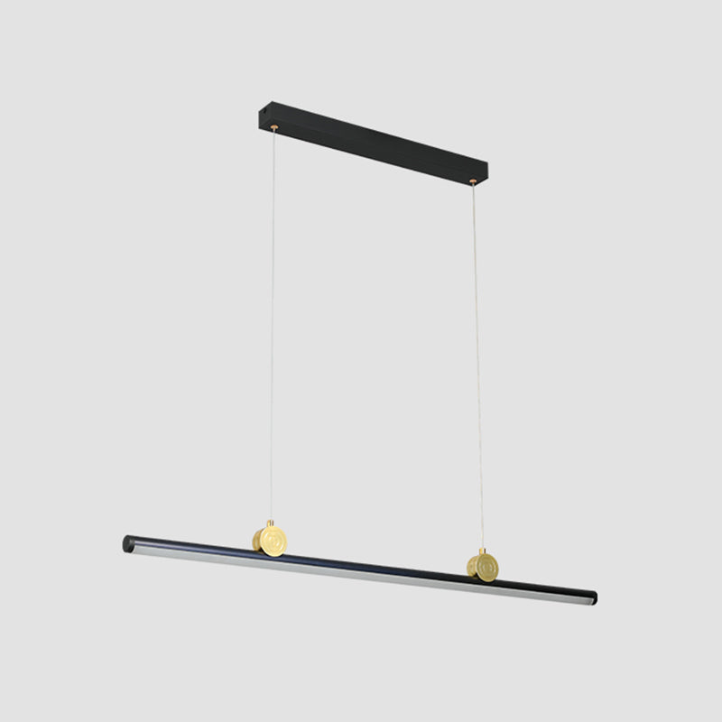 Black Aluminum Island Light Modern Linear Restaurant Hanging Lamp with Acrylic Shade