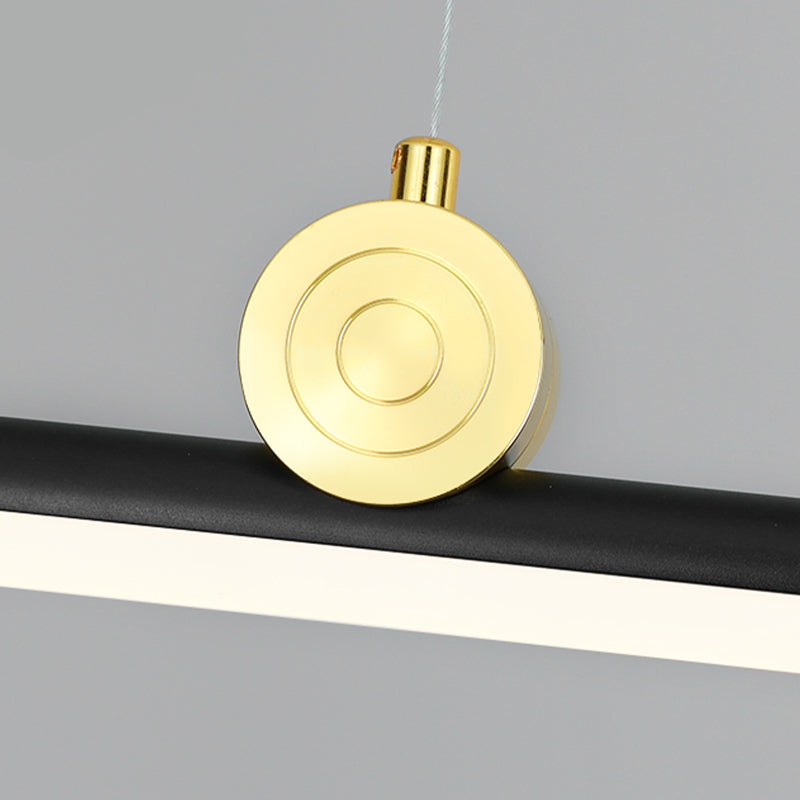 Black Aluminum Island Light Modern Linear Restaurant Hanging Lamp with Acrylic Shade