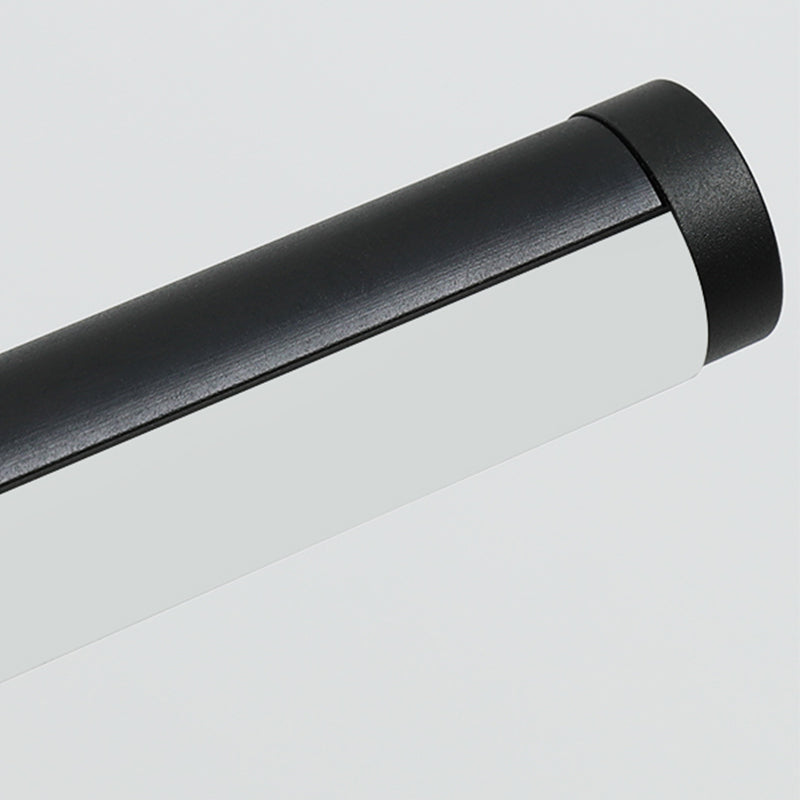 Black Aluminum Island Light Modern Linear Restaurant Hanging Lamp with Acrylic Shade