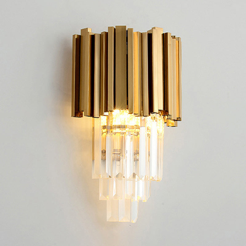 Modern Wall Sconce Light Simple Wall Light Fixture with Crystal Shade for Bedroom