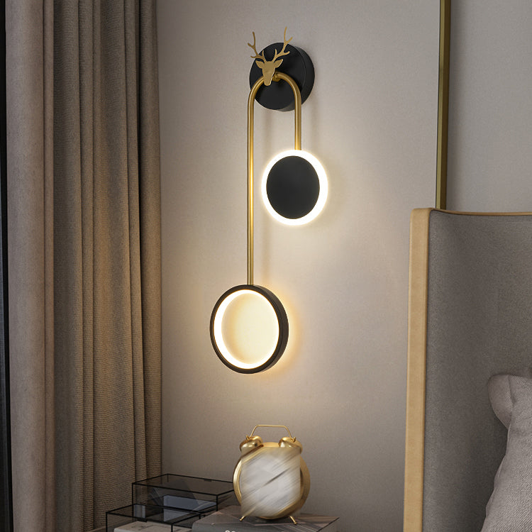 Round Shape Wall Lights Modern Style Metal 2-Light Wall Mount Lights