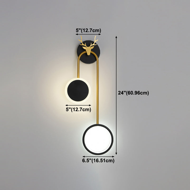 Round Shape Wall Lights Modern Style Metal 2-Light Wall Mount Lights