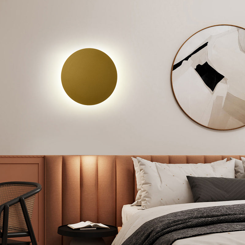 Round Shape Wall Light Modern Style Metal 1-Light Wall Mount Light