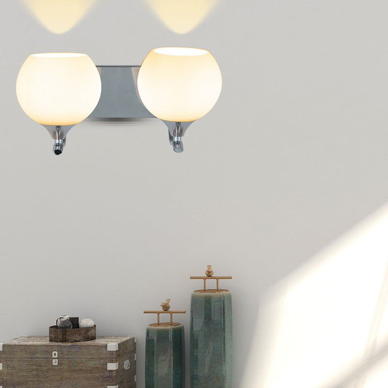 Minimalist Wall Lighting Fixture White Glass Living Room Wall Sconce