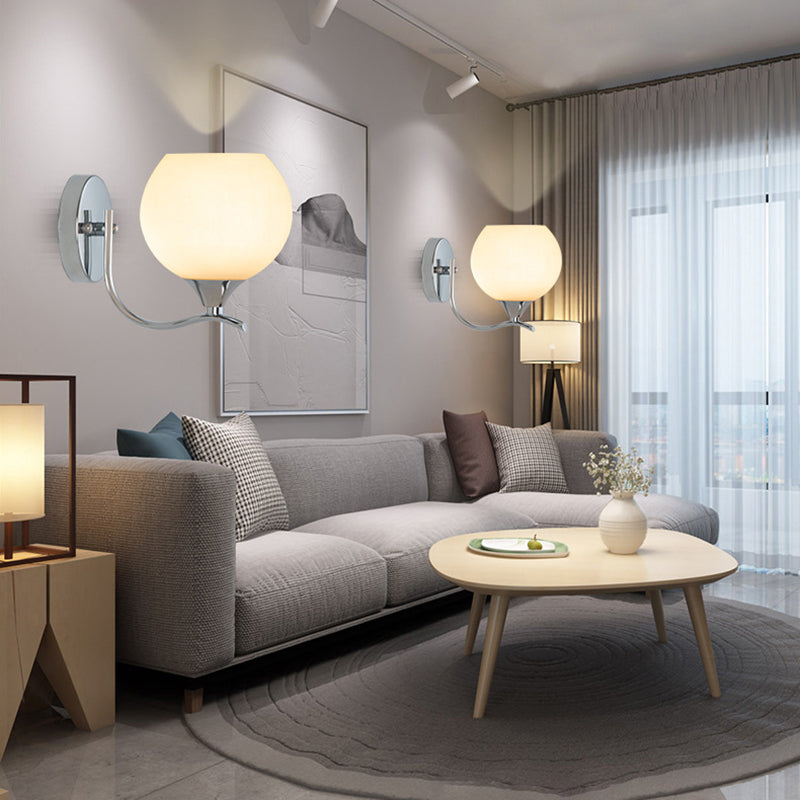 Minimalist Wall Lighting Fixture White Glass Living Room Wall Sconce