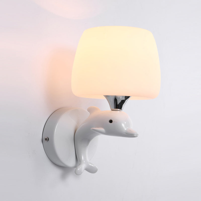 Minimalist Wall Lighting Fixture White Glass Living Room Wall Sconce