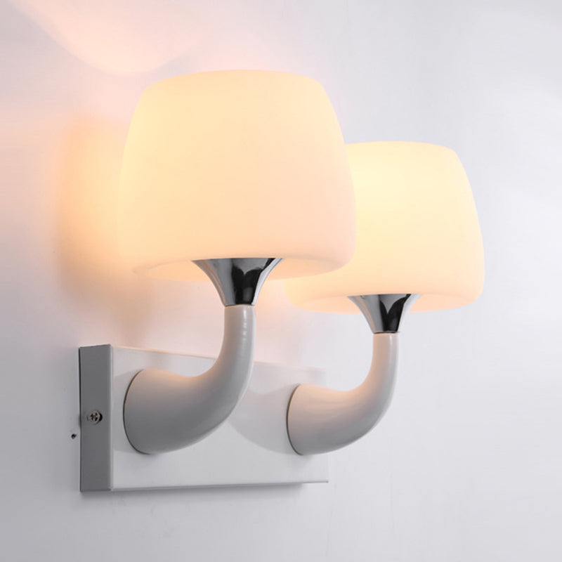 Minimalist Wall Lighting Fixture White Glass Living Room Wall Sconce