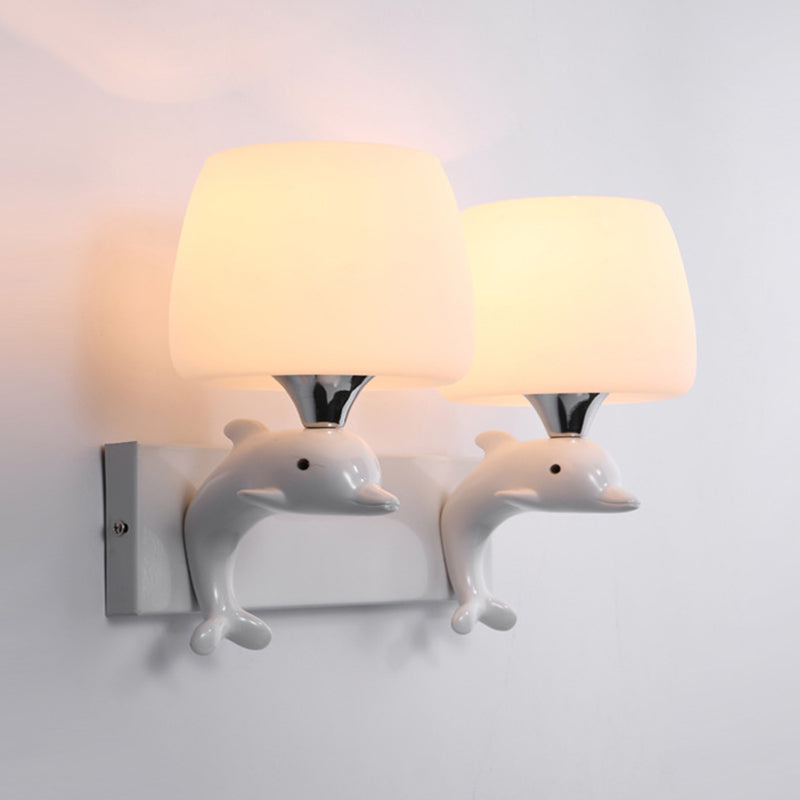 Minimalist Wall Lighting Fixture White Glass Living Room Wall Sconce