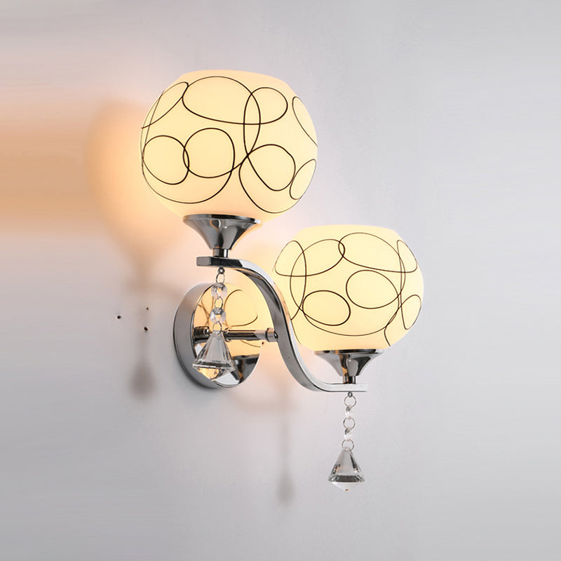 Minimalist Wall Lighting Fixture White Glass Living Room Wall Sconce