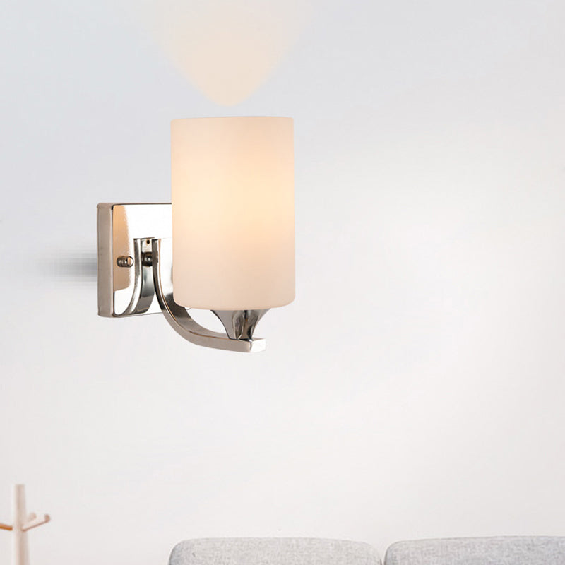 Minimalist Wall Lighting Fixture White Glass Living Room Wall Sconce