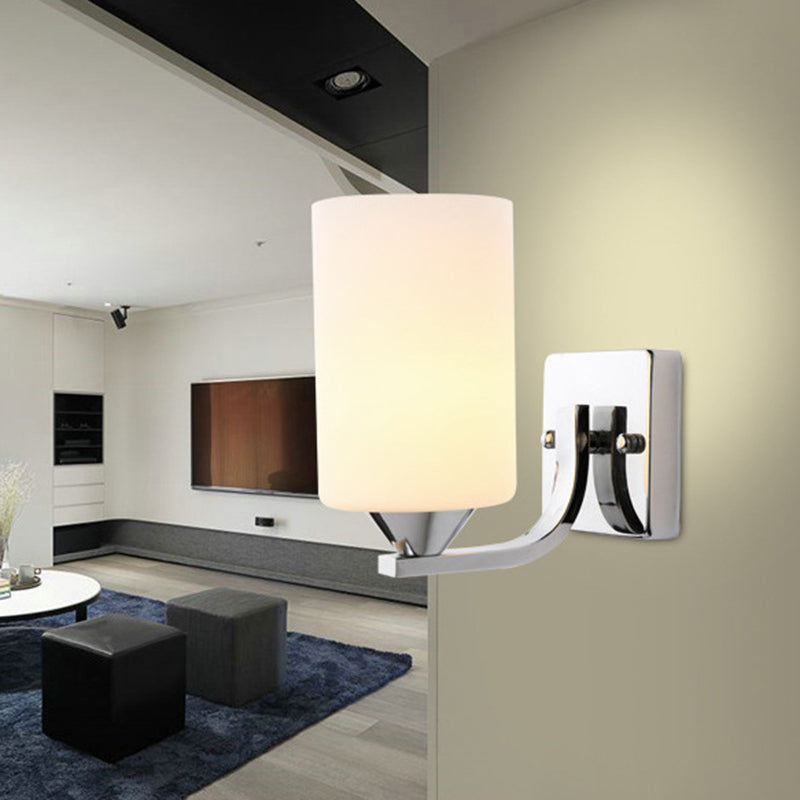 Minimalist Wall Lighting Fixture White Glass Living Room Wall Sconce