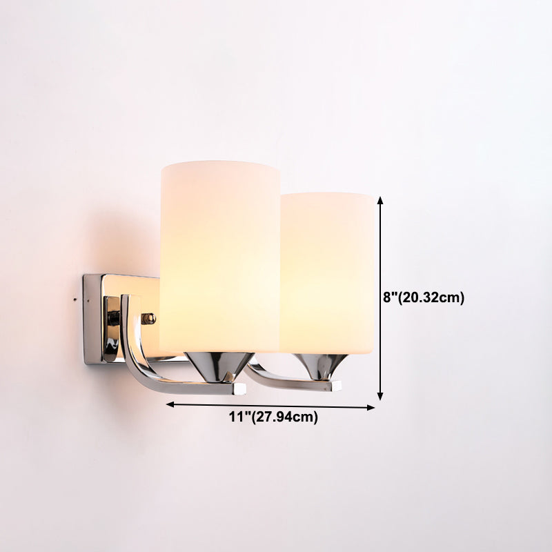 Minimalist Wall Lighting Fixture White Glass Living Room Wall Sconce
