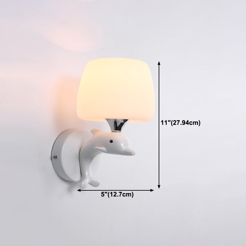 Minimalist Wall Lighting Fixture White Glass Living Room Wall Sconce
