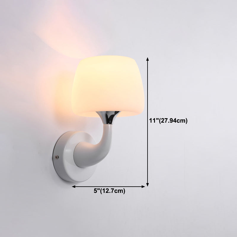 Minimalist Wall Lighting Fixture White Glass Living Room Wall Sconce