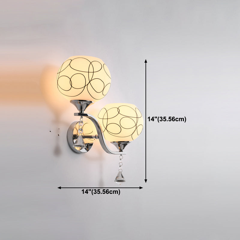 Minimalist Wall Lighting Fixture White Glass Living Room Wall Sconce