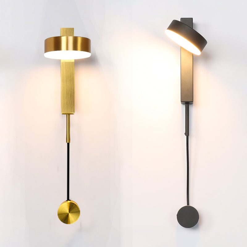 Round Shade Metal Wall Sconce Modern Style 1 Light Wall Mount Light Fixture