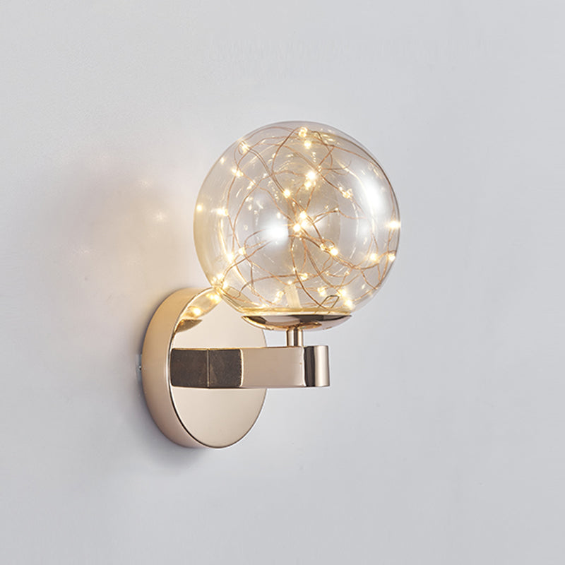 Modern Style Sphere Sconce Light Fixtures Metal 1 Light Wall Mounted Lighting